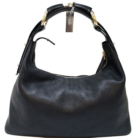 gucci vintage hobo all leather horse bag|Gucci hobo bag vintage black.